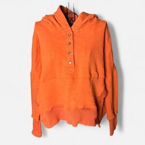 FP Movement Free People Work It Out Hoodie Snap Neck Orange Small